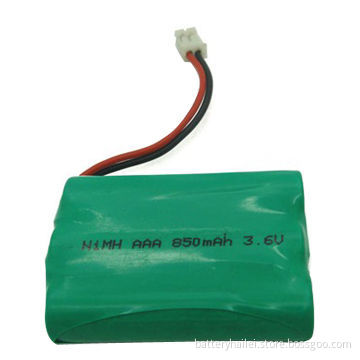 Rechargeable NiMH Battery Pack, H-AAA, 3.6V Voltage and 850mAh Capacity